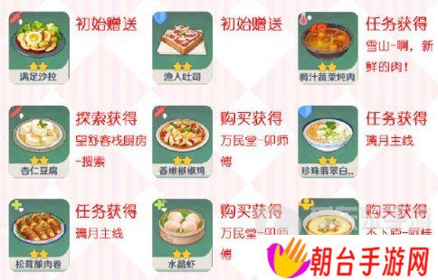 原神最新食谱大全 原神最新食谱图鉴