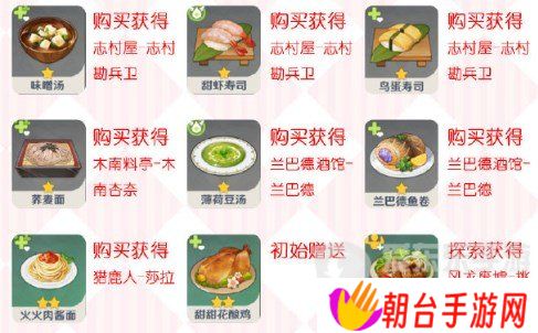 原神最新食谱大全 原神最新食谱图鉴