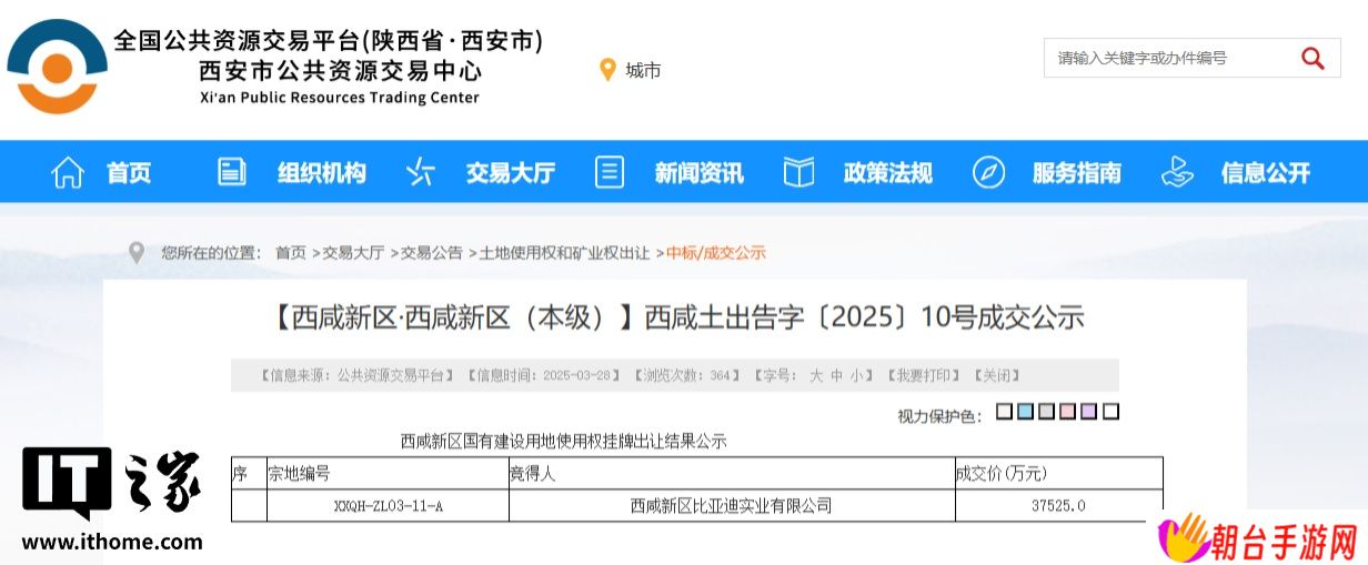 比亚迪子公司斥资约 3.75 亿元再次在西安拿地，原为宝能汽车用地