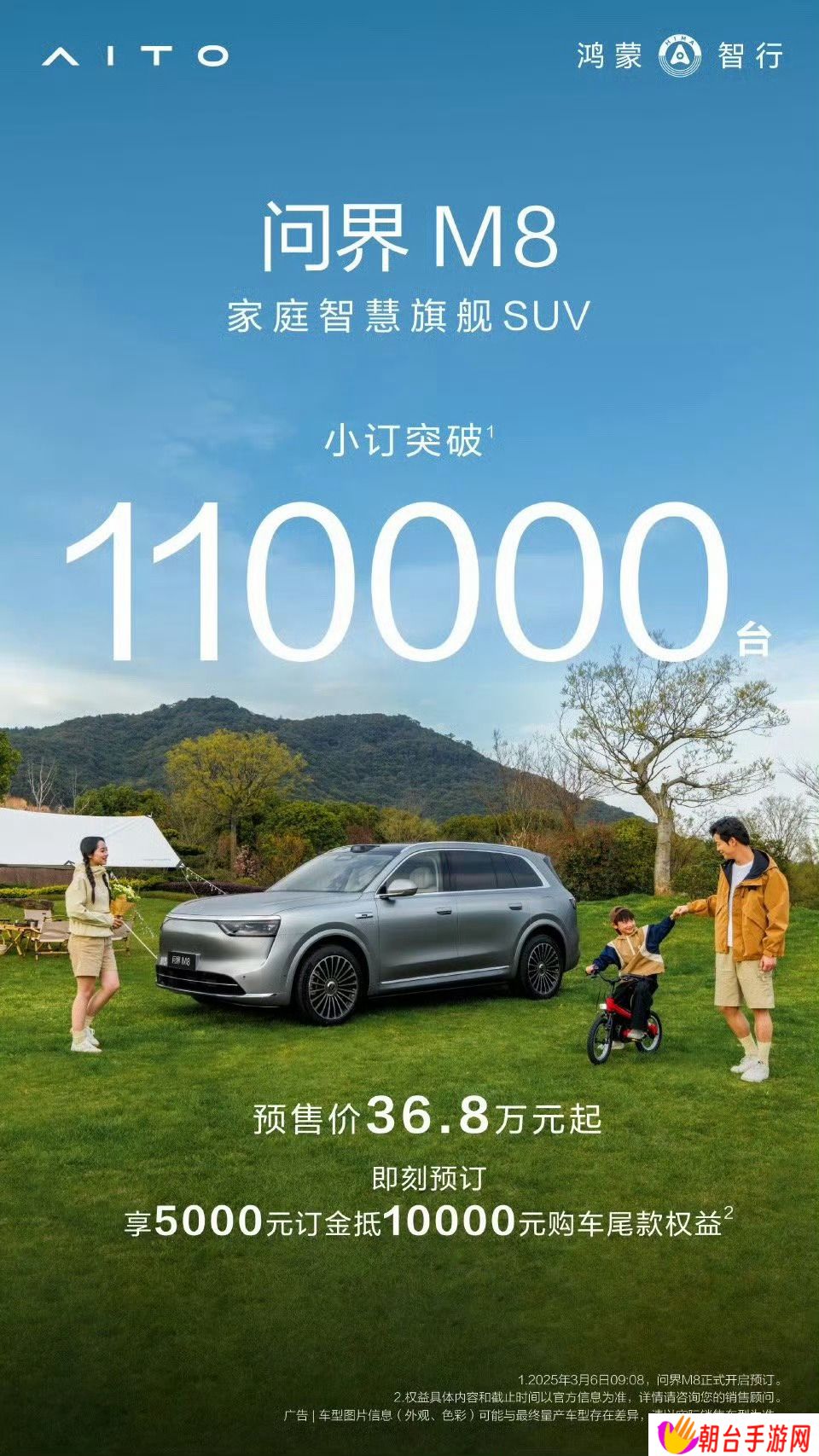 鸿蒙智行问界 M8 / 2025 款 M9 汽车小订分别突破 11 万 / 3.6 万台